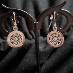 Sterling Silver Filigree Heart Medallion Earrings